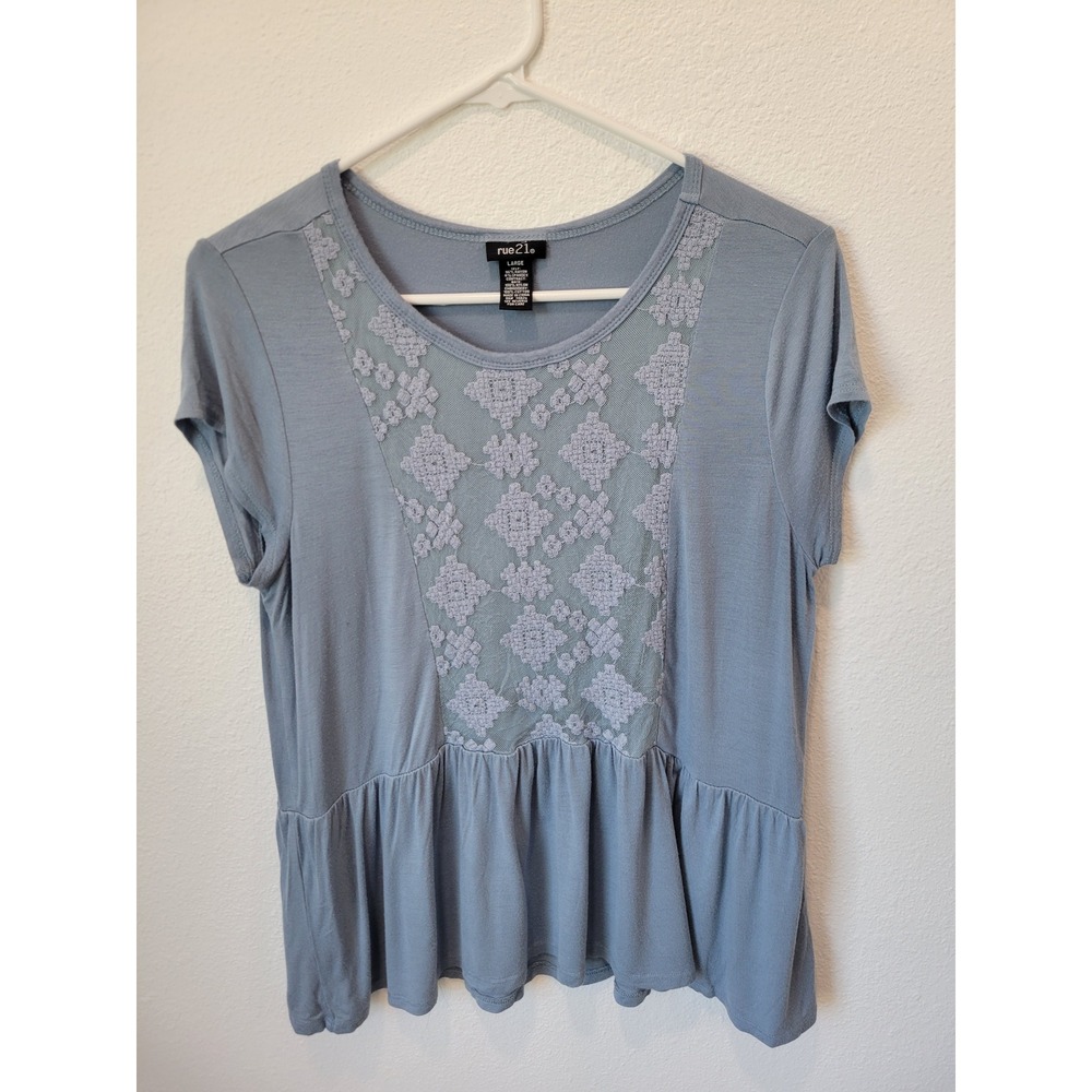 Rue21 Blue Lace Peplum Top – Women's Large